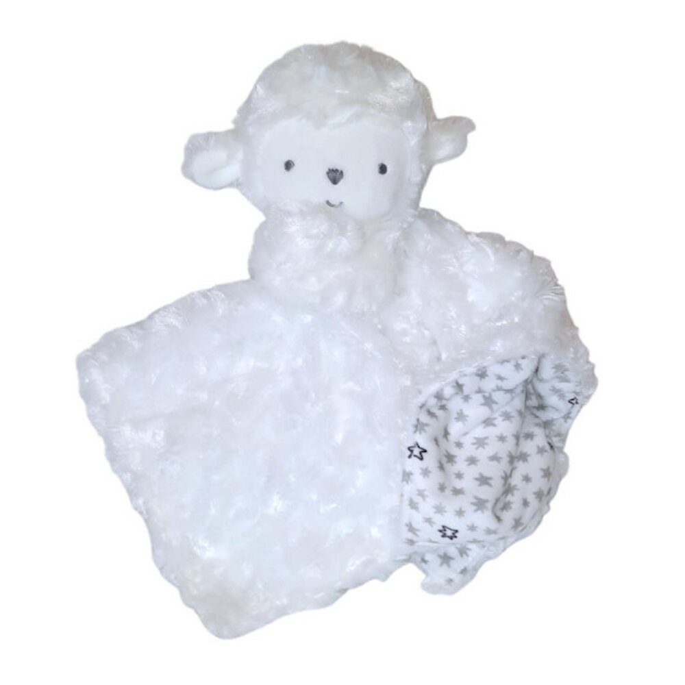 Carter's Just One You White Lamb Stars Lovey Security Blanket 14" X 14"